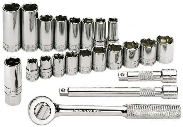 SK - 22 Piece 3/8" Drive Deep Well Socket Set - Makers Industrial Supply