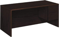 Hon - High Pressure Laminate Right Pedestal Desk - 66" Wide x 30" Deep x 29-1/2" High, Mahogany - Makers Industrial Supply