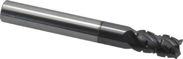 ProMax - 5/16" Diam, 1/2" LOC, 4 Flute Solid Carbide Roughing & Finishing Corner Radius End Mill - AlTiN Finish, 2-1/2" OAL, 5/16" Shank Diam, Straight Shank, 40° Helix, Centercutting, Stub Length - Makers Industrial Supply