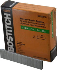 Stanley Bostitch - 1" Long x 7/32" Wide, 18 Gauge Crowned Construction Staple - Steel, Galvanized Finish - Makers Industrial Supply
