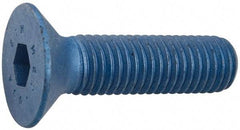 Metric Blue - M5x0.80 Metric Coarse Hex Socket Drive, 90° Flat Screw - Grade 12.9 Alloy Steel, Metric Blue Finish, Fully Threaded, 16mm OAL - Makers Industrial Supply