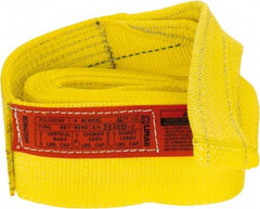 Lift-All - 16' Long x 4" Wide, 6,400 Lb Vertical Capacity, 1 Ply, Polyester Web Sling - 5,000 Lb Choker Capacity, Yellow - Makers Industrial Supply