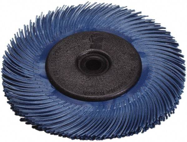 3M - 6" Diam, 7/16" Max Face Width, Plain Hole Radial Bristle Brush - 400 Grit, Super Fine Grade, 10,000 Max RPM, Blue - Makers Industrial Supply