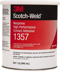 3M - 1 Qt Can Green Contact Adhesive - 1357 1QT HIGH PERFRMNC SCOTCHGRIP CONTACT ADHESV - Makers Industrial Supply