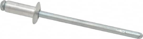 RivetKing - Size 43 Dome Head Aluminum Open End Blind Rivet - Steel Mandrel, 0.126" to 0.187" Grip, 1/4" Head Diam, 0.129" to 0.133" Hole Diam, 0.337" Length Under Head, 1/8" Body Diam - Makers Industrial Supply