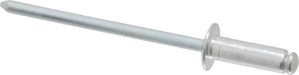 RivetKing - Dome Head Aluminum Open End Blind Rivet - Steel Mandrel, 0.188" to 1/4" Grip, 1/4" Head Diam, 0.129" to 0.133" Hole Diam, 0.4" Length Under Head, 1/8" Body Diam - Makers Industrial Supply