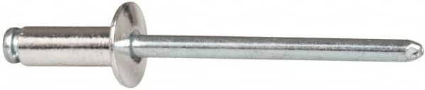 RivetKing - Size 54 Dome Head Aluminum Open End Blind Rivet - Steel Mandrel, 0.188" to 1/4" Grip, 0.312" Head Diam, 0.16" to 0.164" Hole Diam, 0.425" Length Under Head, 5/32" Body Diam - Makers Industrial Supply