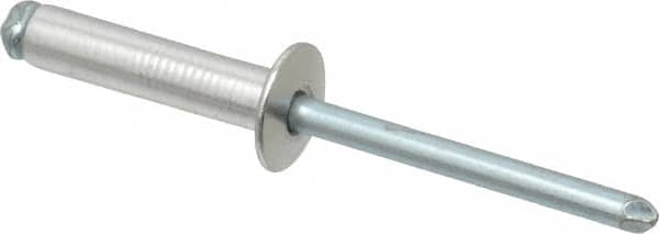 RivetKing - Size 610 Dome Head Aluminum Open End Blind Rivet - Steel Mandrel, 0.501" to 5/8" Grip, 3/8" Head Diam, 0.192" to 0.196" Hole Diam, 0.825" Length Under Head, 3/16" Body Diam - Makers Industrial Supply