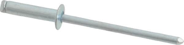 RivetKing - Size 46 Dome Head Steel Open End Blind Rivet - Steel Mandrel, 0.313" to 3/8" Grip, 1/4" Head Diam, 0.129" to 0.133" Hole Diam, 0.525" Length Under Head, 1/8" Body Diam - Makers Industrial Supply