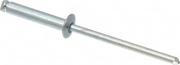 RivetKing - Size 48 Dome Head Steel Open End Blind Rivet - Steel Mandrel, 0.376" to 1/2" Grip, 1/4" Head Diam, 0.129" to 0.133" Hole Diam, 0.65" Length Under Head, 1/8" Body Diam - Makers Industrial Supply