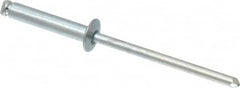 RivetKing - Size 48 Dome Head Steel Open End Blind Rivet - Steel Mandrel, 0.376" to 1/2" Grip, 1/4" Head Diam, 0.129" to 0.133" Hole Diam, 0.65" Length Under Head, 1/8" Body Diam - Makers Industrial Supply