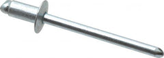 RivetKing - Size 52 Dome Head Steel Open End Blind Rivet - Steel Mandrel, 0.02" to 1/8" Grip, 0.312" Head Diam, 0.16" to 0.164" Hole Diam, 0.3" Length Under Head, 5/32" Body Diam - Makers Industrial Supply