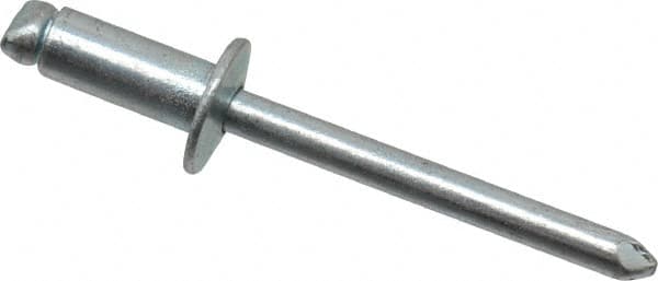 RivetKing - Size 64 Dome Head Steel Open End Blind Rivet - Steel Mandrel, 0.188" to 1/4" Grip, 3/8" Head Diam, 0.192" to 0.196" Hole Diam, 0.45" Length Under Head, 3/16" Body Diam - Makers Industrial Supply