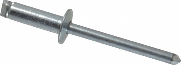 RivetKing - Size 66 Dome Head Steel Open End Blind Rivet - Steel Mandrel, 0.251" to 3/8" Grip, 3/8" Head Diam, 0.192" to 0.196" Hole Diam, 0.575" Length Under Head, 3/16" Body Diam - Makers Industrial Supply