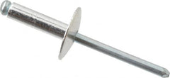 RivetKing - Size 68 Large Flange Dome Head Aluminum Open End Blind Rivet - Steel Mandrel, 0.376" to 1/2" Grip, 5/8" Head Diam, 0.192" to 0.196" Hole Diam, 0.7" Length Under Head, 3/16" Body Diam - Makers Industrial Supply