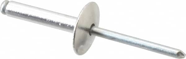 RivetKing - Size 612 Large Flange Dome Head Aluminum Open End Blind Rivet - Steel Mandrel, 0.626" to 3/4" Grip, 5/8" Head Diam, 0.192" to 0.196" Hole Diam, 0.95" Length Under Head, 3/16" Body Diam - Makers Industrial Supply