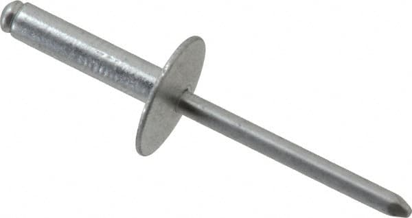 RivetKing - Size 610 Large Flange Dome Head Aluminum Open End Blind Rivet - Aluminum Mandrel, 0.501" to 5/8" Grip, 5/8" Head Diam, 0.192" to 0.196" Hole Diam, 0.825" Length Under Head, 3/16" Body Diam - Makers Industrial Supply