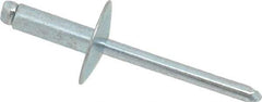 RivetKing - Size 66 Large Flange Dome Head Steel Open End Blind Rivet - Steel Mandrel, 0.251" to 3/8" Grip, 5/8" Head Diam, 0.192" to 0.196" Hole Diam, 0.575" Length Under Head, 3/16" Body Diam - Makers Industrial Supply