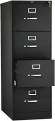 Hon - 18-1/4, 25" Wide x 52" High x 25" Deep, 4 Drawer Vertical File with Lock - Steel, Black - Makers Industrial Supply