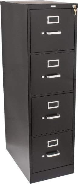 Hon - 15" Wide x 52" High x 25" Deep, 4 Drawer Vertical File with Lock - Steel, Black - Makers Industrial Supply