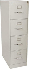 Hon - 15" Wide x 52" High x 25" Deep, 4 Drawer Vertical File with Lock - Steel, Light Gray - Makers Industrial Supply