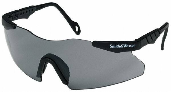 Smith & Wesson - Smoke Lenses, Framed Safety Glasses - Scratch Resistant, Black Plastic Frame, Size Universal, Wrap Around - Makers Industrial Supply