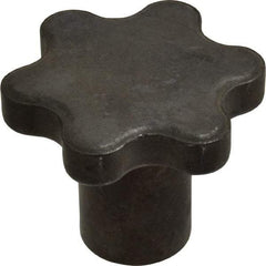 Made in USA - 2" Head Diam, 6 Point Scalloped Knob - 3/8-16 Hole, Steel - Makers Industrial Supply