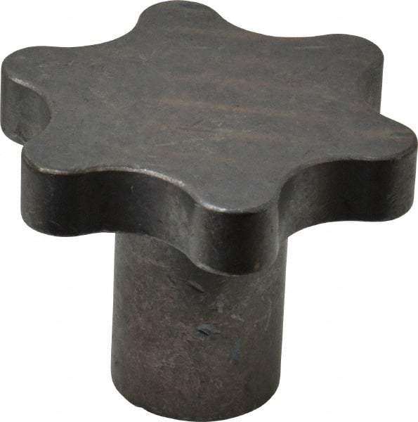 Made in USA - 2-1/2" Head Diam, 6 Point Scalloped Knob - 1/2-13 Hole, Steel - Makers Industrial Supply