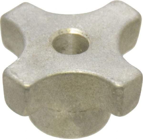 Made in USA - 1-1/8" Head Diam, 4 Point Lobed Knob - 1/4" Hole, Aluminum - Makers Industrial Supply