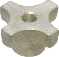 Made in USA - 1-1/8" Head Diam, 4 Point Lobed Knob - 1/4" Hole, Aluminum - Makers Industrial Supply