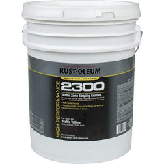 Rust-Oleum - 5 Gal Traffic Yellow Flat Finish Striping Paint - 410 to 540 Sq Ft per Gal, Interior/Exterior - Makers Industrial Supply