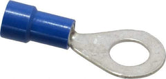 Made in USA - 16-14 AWG Fully Insulated Crimp Connection Circular Ring Terminal - 1/4" Stud, Copper Contact - Makers Industrial Supply