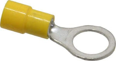 Made in USA - 12-10 AWG Fully Insulated Crimp Connection Circular Ring Terminal - 3/8" Stud, Copper Contact - Makers Industrial Supply