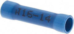 Made in USA - 16 to 14 AWG Compatible, Butt Splice Terminal - Blue - Makers Industrial Supply