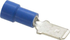 Made in USA - 16 to 14 AWG, Noninsulated, Male Wire Disconnect - 1/4 Inch Wide Tab, Blue - Makers Industrial Supply