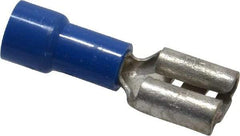 Made in USA - 16 to 14 AWG, Noninsulated, Female Wire Disconnect - 1/4 Inch Wide Tab, Blue - Makers Industrial Supply