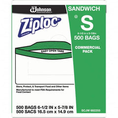 Ziploc - 500 Piece, 22 oz. Capacity, 6-1/2 Inch Long x 6 Inch Wide, Ziploc Sandwich Bag - 1.2 mil Thick, Rectangle Clear Plastic - Makers Industrial Supply