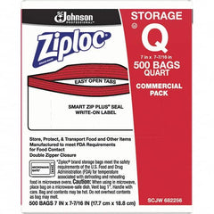 Ziploc - 500 Piece, 1 Quart Capacity, 8 Inch Long x 7 Inch Wide, Ziploc Storage Bag - 1.75 mil Thick, Rectangle Clear Plastic - Makers Industrial Supply