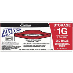 Ziploc - 250 Piece, 1 Gallon Capacity, 10-3/4 Inch High x 10-9/16 Inch Wide, Ziploc Storage Bag - 1.75 mil Thick, Rectangle Clear Plastic - Makers Industrial Supply