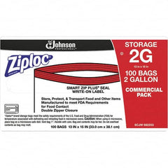 Ziploc - 100 Piece, 2 Gallon Capacity, 13 Inch Long x 15-1/2 Inch Wide, Ziploc Storage Bag - 1.75 mil Thick, Rectangle Clear Plastic - Makers Industrial Supply