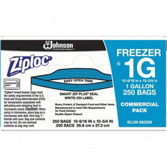 Ziploc - 250 Piece, 1 Gallon Capacity, 11 Inch Long x 10-1/2 Inch Wide, Ziploc Freezer Bag - 2.7 mil Thick, Rectangle Clear Plastic - Makers Industrial Supply