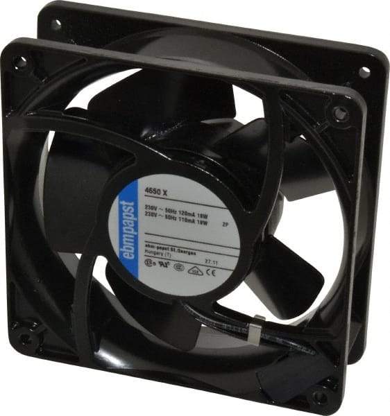 EBM Papst - 230 Volts, AC, 106 CFM, Square Tube Axial Fan - 0.08 Amp Rating, 119mm High x 119mm Wide x 1-1/2" Deep - Makers Industrial Supply