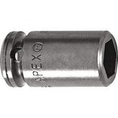 Impact Socket: 1/4″ Drive, Square Drive 6-Point, 22.2 mm OAL, Satin