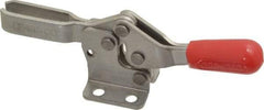 De-Sta-Co - 150 Lb Holding Capacity, Horizontal Handle, Manual Hold Down Toggle Clamp - 60° Handle Movement, 90° Bar Opening, U-Bar, Flanged Base, Electro-Plated Zinc, Stainless Steel - Makers Industrial Supply