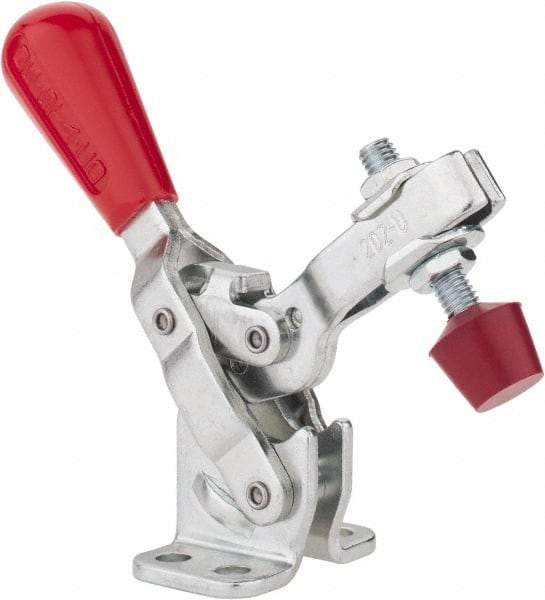 De-Sta-Co - 200 Lb Holding Capacity, Vertical Handle, Manual Hold Down Toggle Clamp - 65° Handle Movement, 105° Bar Opening, U-Bar, Flanged Base, Electro-Plated Zinc, Carbon Steel - Makers Industrial Supply