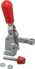 De-Sta-Co - 200 Lb Holding Capacity, Vertical Handle, Manual Hold Down Toggle Clamp - 65° Handle Movement, 105° Bar Opening, U-Bar, Flanged Base, Electro-Plated Zinc, Carbon Steel - Makers Industrial Supply