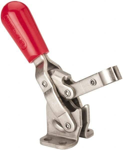 De-Sta-Co - 250 Lb Holding Capacity, Vertical Handle, Manual Hold Down Toggle Clamp - 65° Handle Movement, 105° Bar Opening, Solid Bar, Flanged Base, Electro-Plated Zinc, Stainless Steel - Makers Industrial Supply