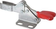 De-Sta-Co - 100 Lb Holding Capacity, Horizontal Handle, Manual Hold Down Toggle Clamp - 90° Handle Movement, 90° Bar Opening, U-Bar, Flanged Base, Electro-Plated Zinc, Stainless Steel - Makers Industrial Supply