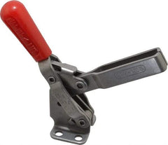 De-Sta-Co - 450 Lb Holding Capacity, Vertical Handle, Manual Hold Down Toggle Clamp - 57° Handle Movement, 99° Bar Opening, U-Bar, Flanged Base, Electro-Plated Zinc, Stainless Steel - Makers Industrial Supply