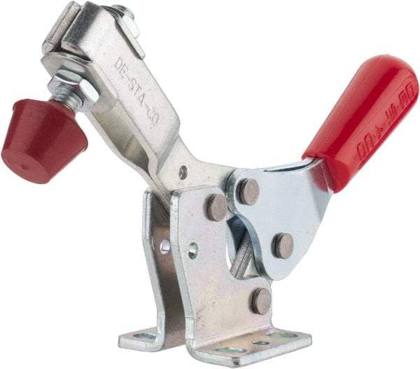 De-Sta-Co - 500 Lb Holding Capacity, Horizontal Handle, Manual Hold Down Toggle Clamp - 56° Handle Movement, 91° Bar Opening, U-Bar, Flanged Base, Electro-Plated Zinc, Carbon Steel - Makers Industrial Supply